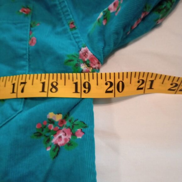 Vintage Cambridge Dry Goods Turquoise Floral Corduroy L/S Button Up. Sz. 4 Cotto - Picture 5 of 7